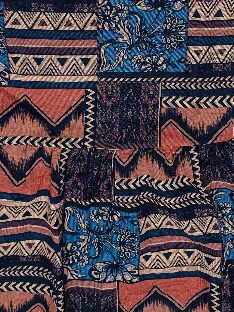 Comfy Cotton Dress - Floral A-Line Summer Dress With Printed Short Sleeves