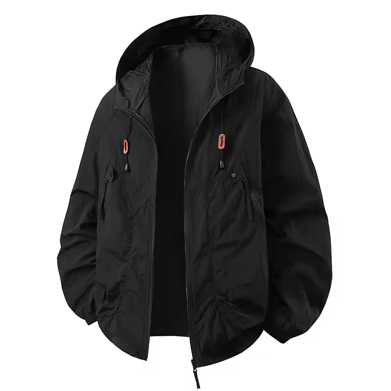 Outdoor Hooded Jacket – Weatherproof, Windproof Raincoat with Adjustable Hood