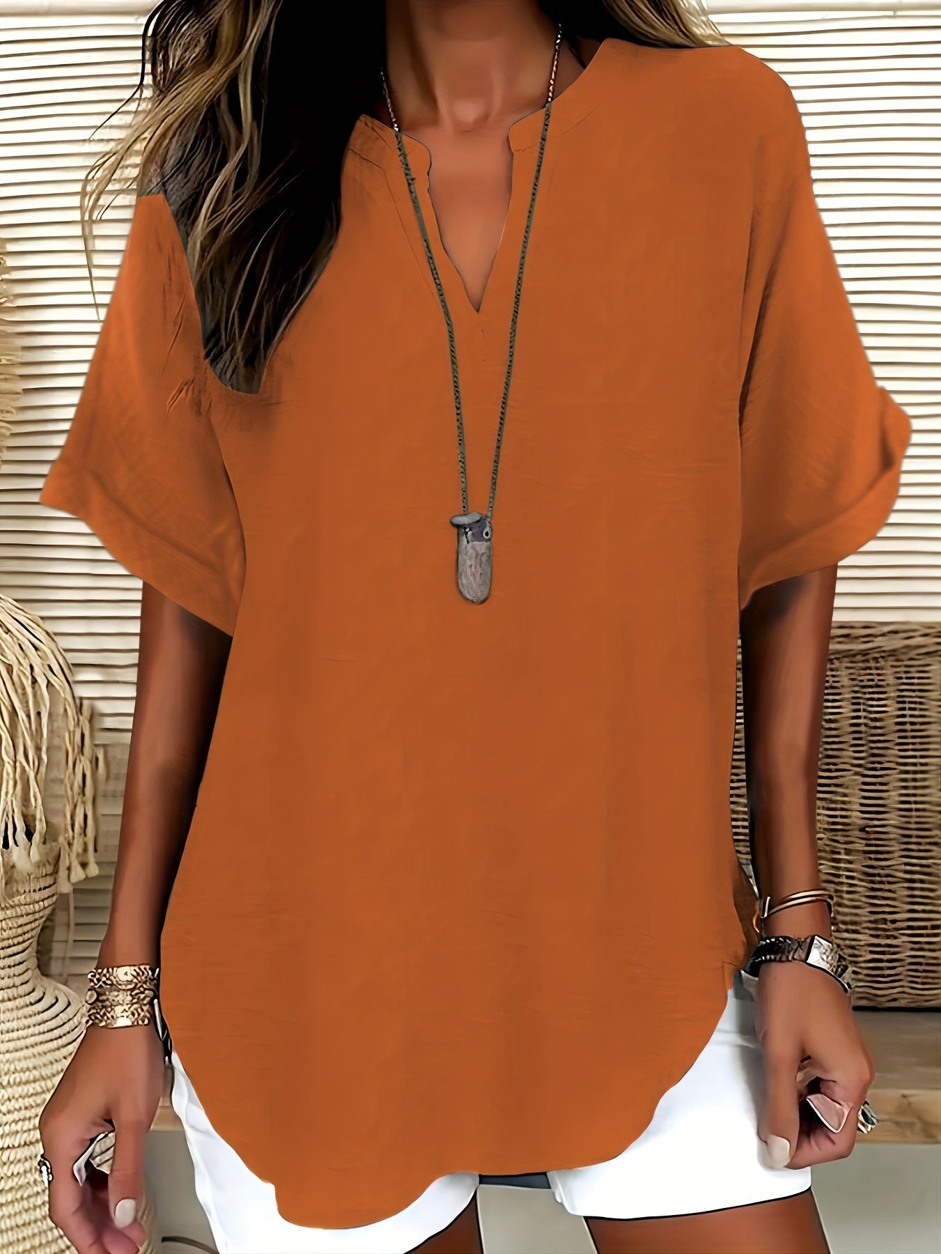 Soft Elegance Top – Lightweight Women's Blouse with Elegant Drape Design