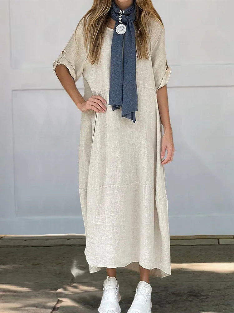 Linen Cotton Dress – Casual Summer Style | Lightweight, Relaxed Fit, Breathable