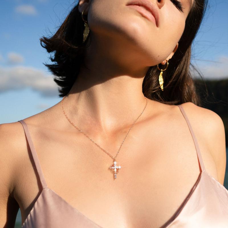 Cross Crown Necklace – Classic Pendant with Regal Crown | Elegant Faith Jewelry