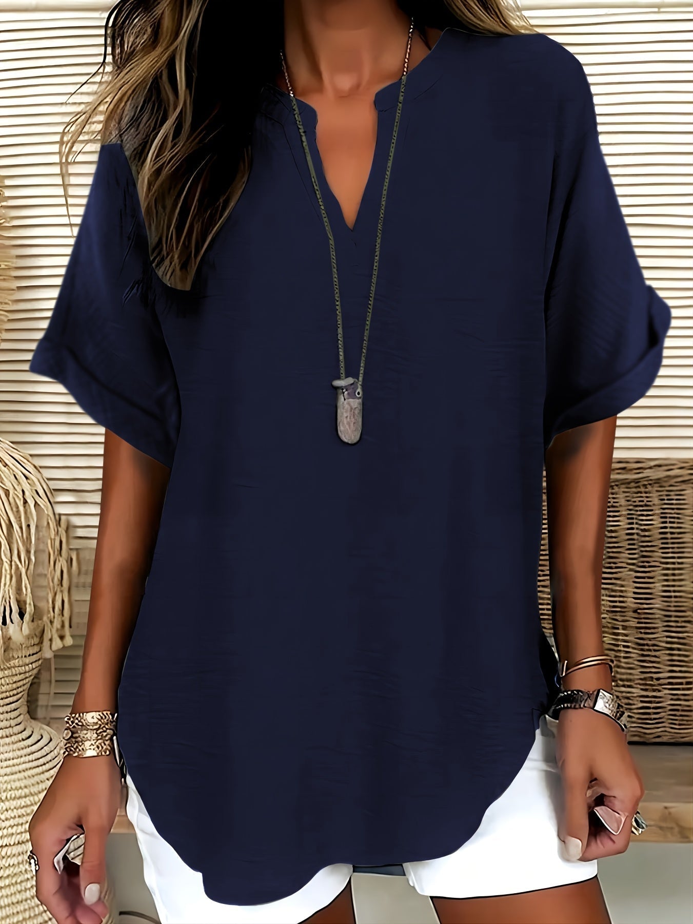 Soft Elegance Top – Lightweight Women's Blouse with Elegant Drape Design