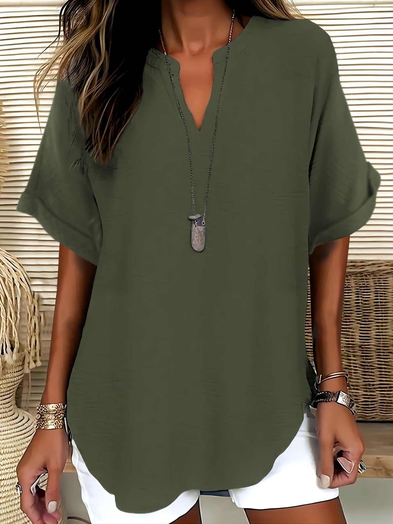 Soft Elegance Top – Lightweight Women's Blouse with Elegant Drape Design
