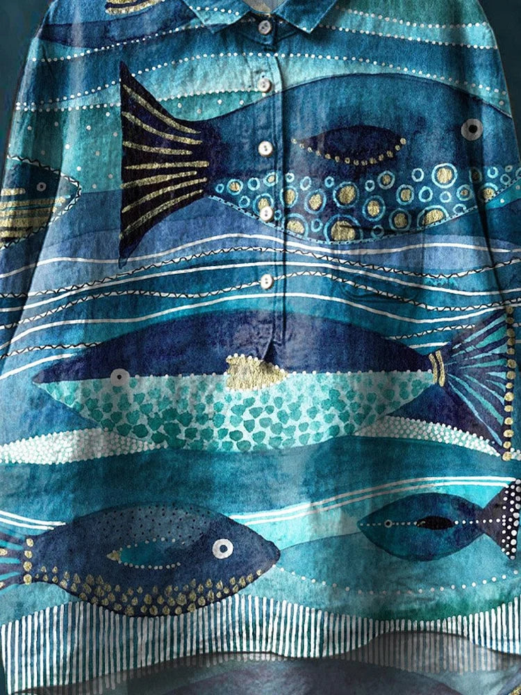 Ocean Art Shirt - Artistic Long Sleeve Shirt With Breathable, Lightweight Comfort