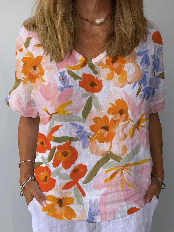 Relaxed Floral Shirt – Classic Vintage Floral Print Top with Timeless Style