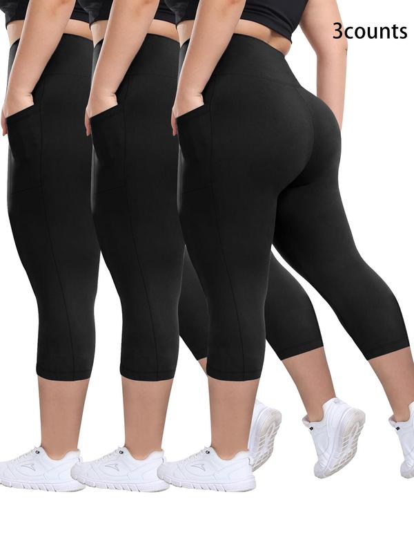 Breathable Capris – 3 Pack High Waisted Activewear Leggings with Moisture Wicking Fabric