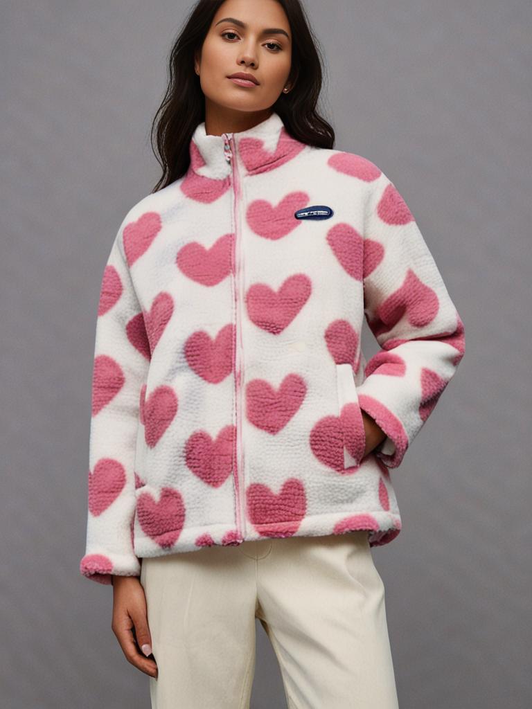 Double-Sided Heart Jacket – Stylish Women's Winter Coat With Playful Heart Design