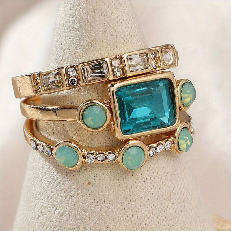 Vintage Blue Crystal Ring – Elegant Handcrafted Ring Set by Liora's Boutique