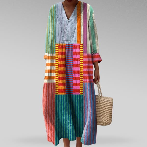 Elegant Geometric Dress – Modern Pattern, Flattering Silhouette & Lightweight Fabric