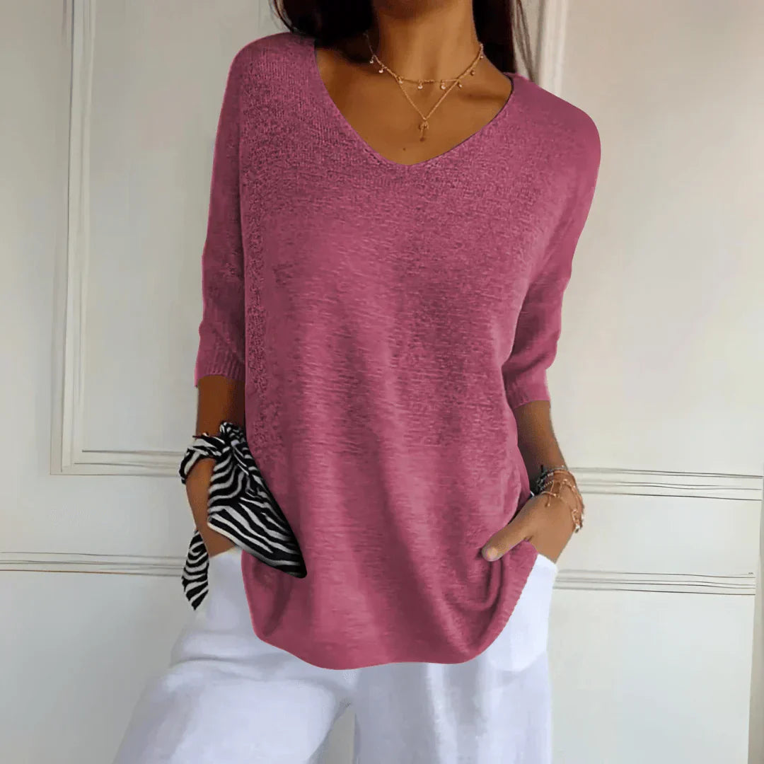 Relaxed Elegant Top – Lightweight Breathable V-Neck Blouse | Versatile Casual Wear