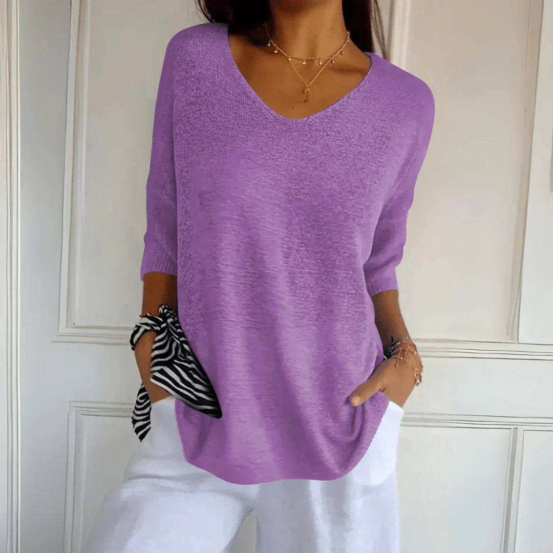 Relaxed Elegant Top – Lightweight Breathable V-Neck Blouse | Versatile Casual Wear