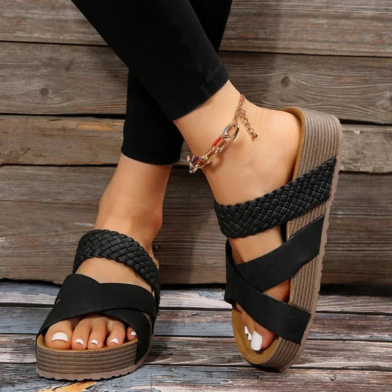 Orthopedic Comfort Sandals - Wide Fit Breathable Vegan Leather Platform Shoes