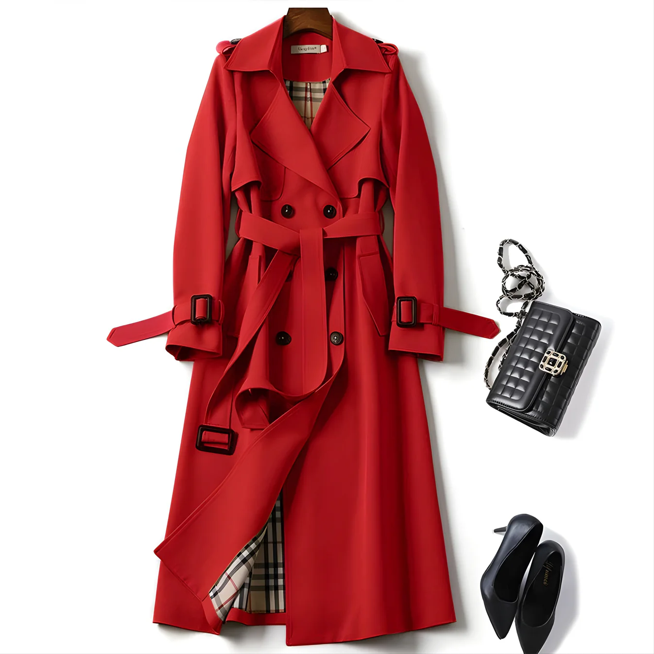 Comfortable Trench Coat – Classic Women's Belted Waist Outerwear Jacket