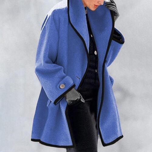 Two-Tone Statement Jacket – Women's Stylish Winter Coat with Button Closure