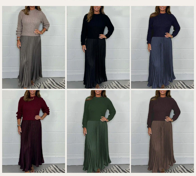 Pleated Dress Set – Elegant Two-Piece Women's Outfit | Refined Silhouette