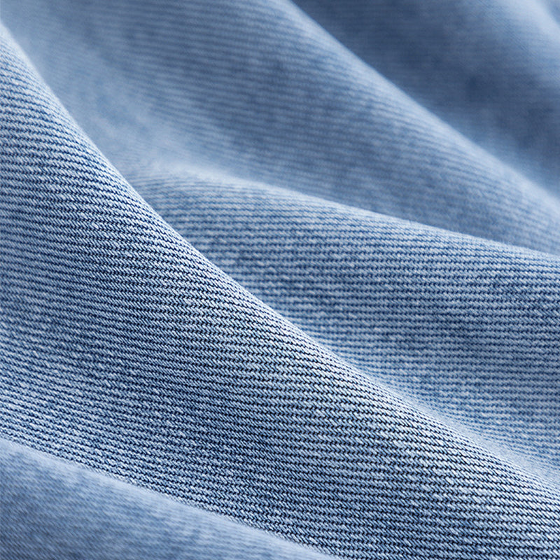 Denim Trench Coat - Mid Length Belted Waist Casual Spring Layering Jacket