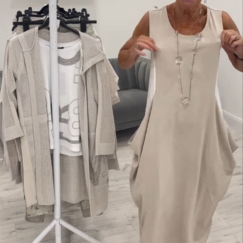 Sleeveless Dress With Pockets - Lightweight Summer Cotton Linen Dress For Women