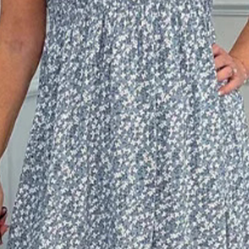 High Waisted Floral Dress – Lightweight Cotton Blend With Flattering Fit