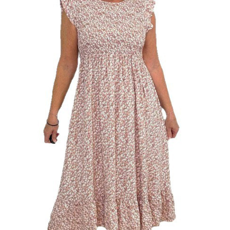 High Waisted Floral Dress – Lightweight Cotton Blend With Flattering Fit