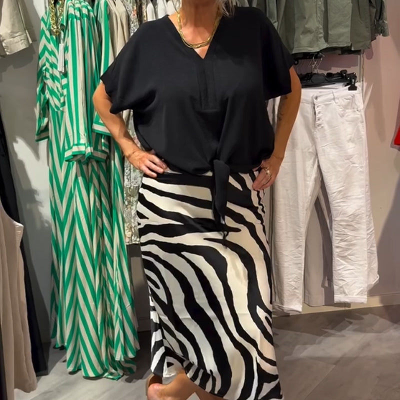 Women's Knot Blouse Set – Elegant Midi Skirt Outfit | Stylish Office & Casual Wear