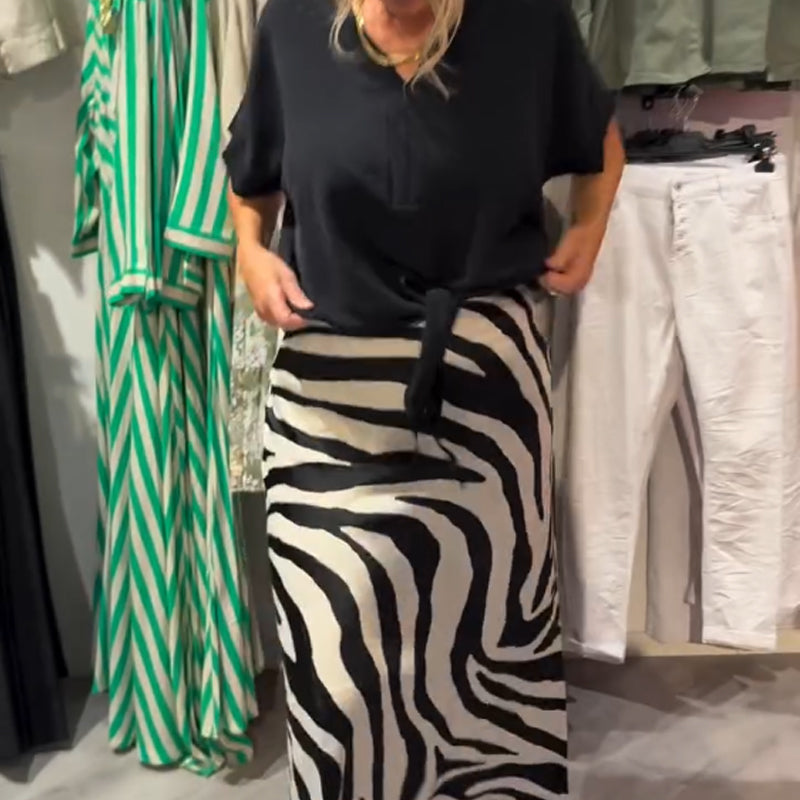 Women's Knot Blouse Set – Elegant Midi Skirt Outfit | Stylish Office & Casual Wear