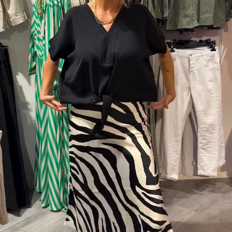 Women's Knot Blouse Set – Elegant Midi Skirt Outfit | Stylish Office & Casual Wear