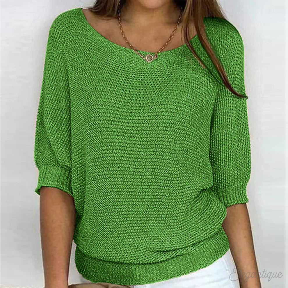 Relaxed Knit Top – Soft Knit Fabric Casual Layering Top For Women’s Everyday Wear