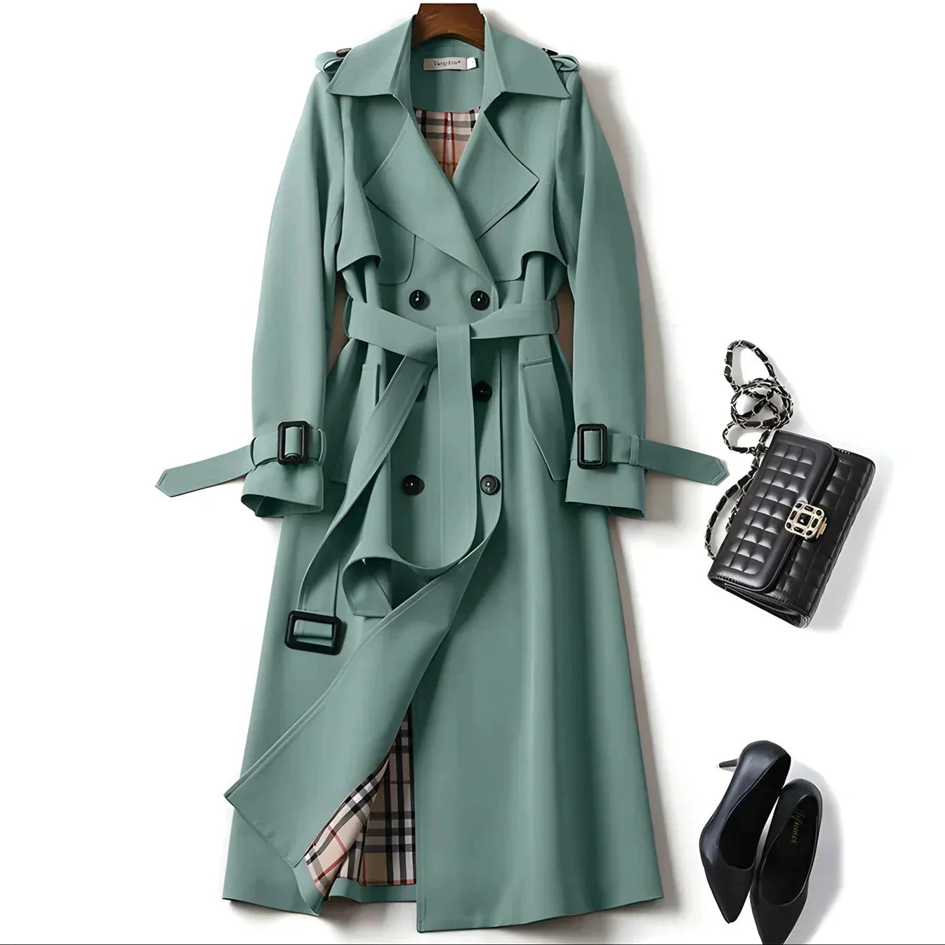 Comfortable Trench Coat – Classic Women's Belted Waist Outerwear Jacket