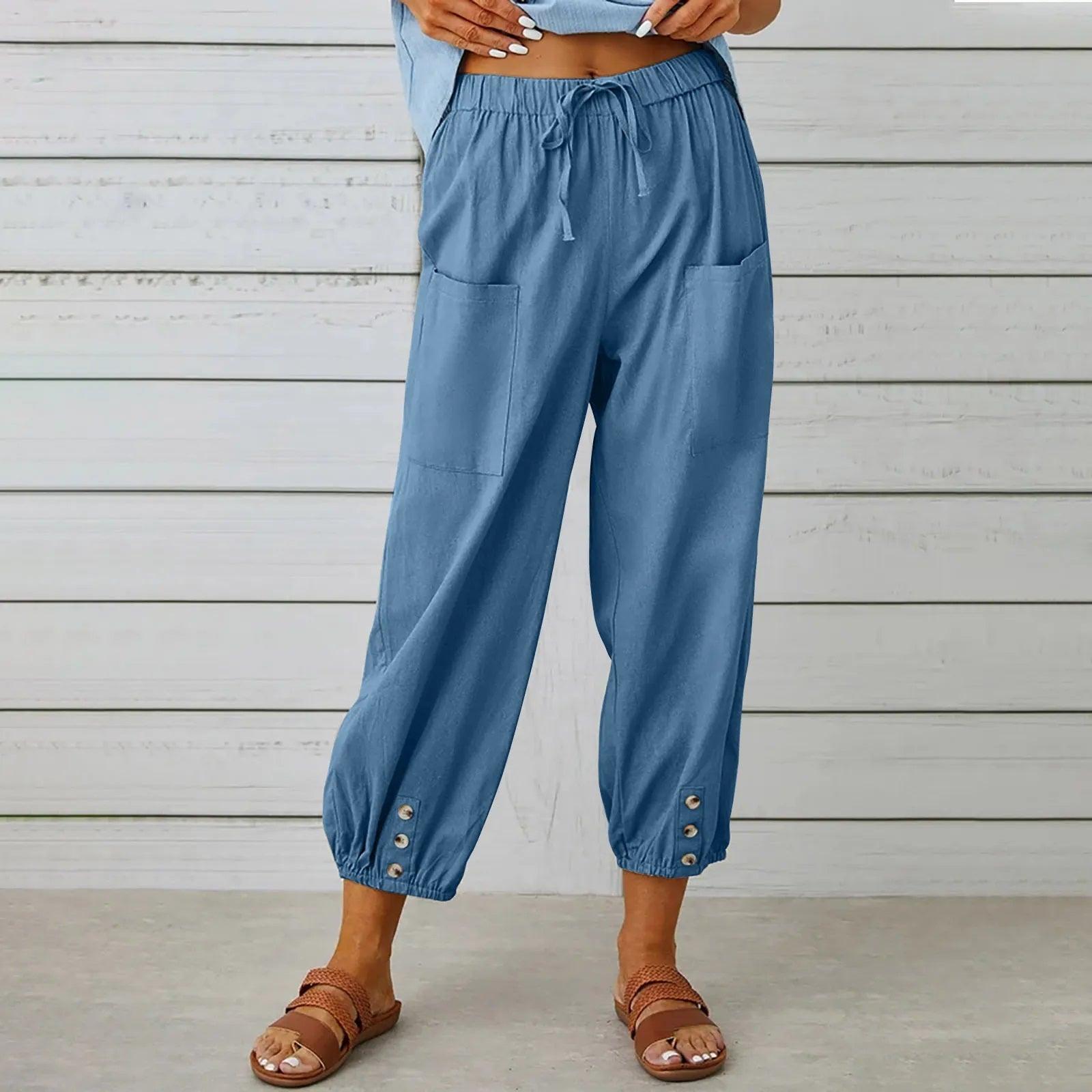 Women's Wide Leg Pants – Breathable Fabric Capri Pants With Relaxed Fit & Flowy Silhouette